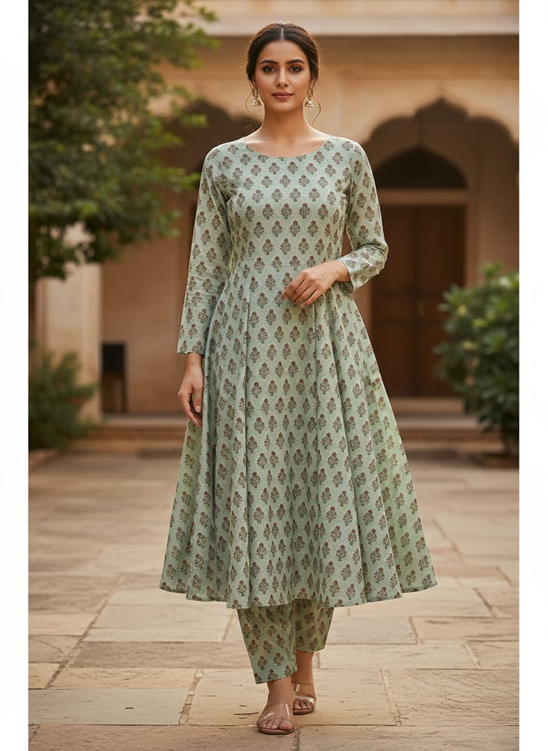 Seamless Indian Mughal Motif Flower Digital Printed Fabric - Muslin