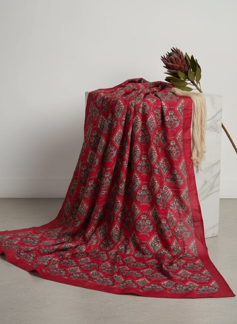 Morden Damask With Flower Digital Printed Fabric - Upada Silk