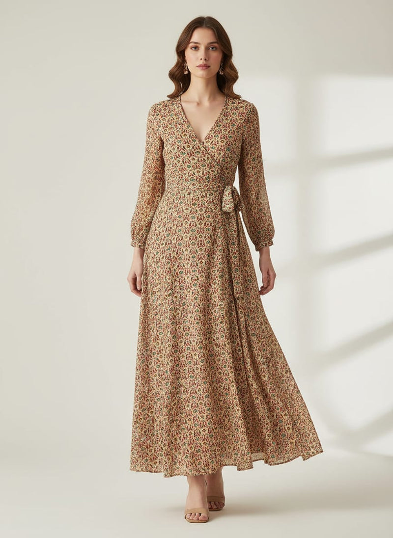 Multicolor Ethnic Paisley Damask Pattern Pure Georgette Digital Printed Fabric