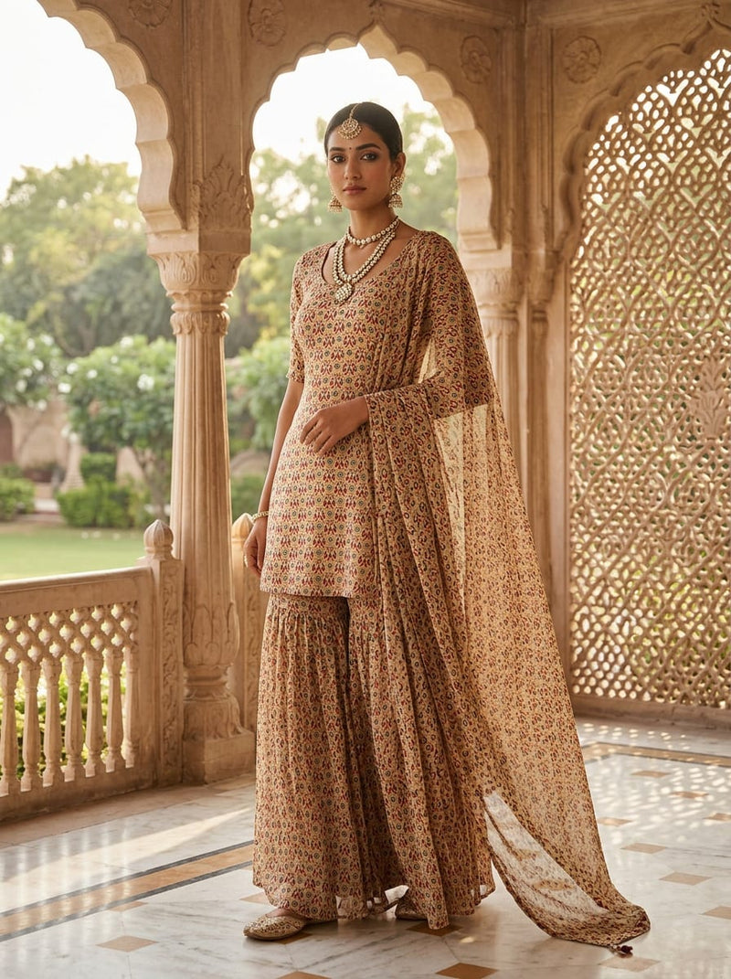Multicolor Ethnic Paisley Motif Pure Chiffon Digital Printed Fabric