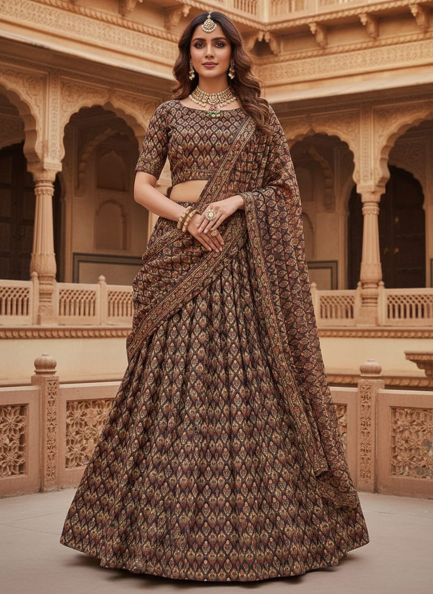 Multicolor Ethnic Ikat Pattern Kora Silk Digital Printed Fabric