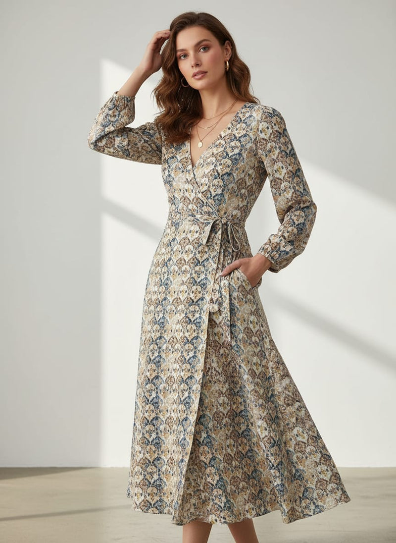 Old And Vintage Creative Digital Printed Fabric - Crepe