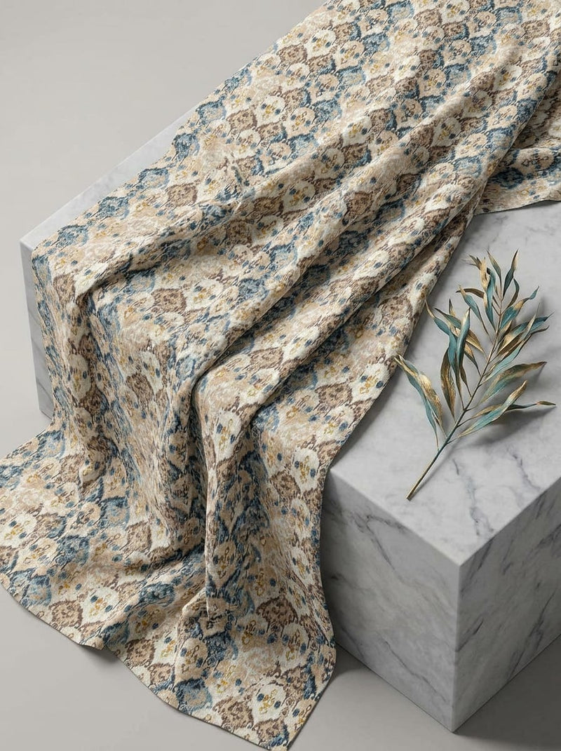 Multicolor Bohemian Ikat Pattern Pure Cotton Digital Printed Fabric