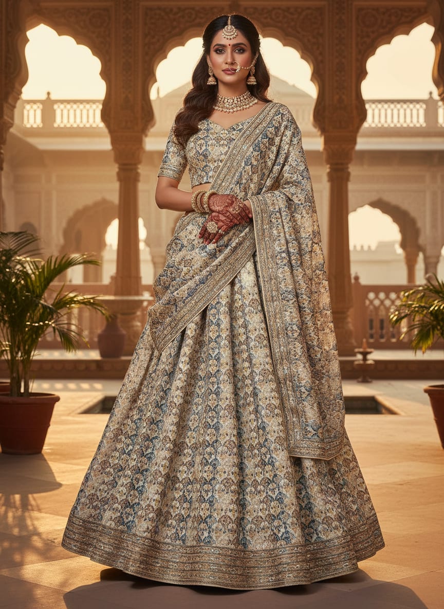 Multicolor Ethnic Ikat Pattern Upada Silk Digital Printed Fabric