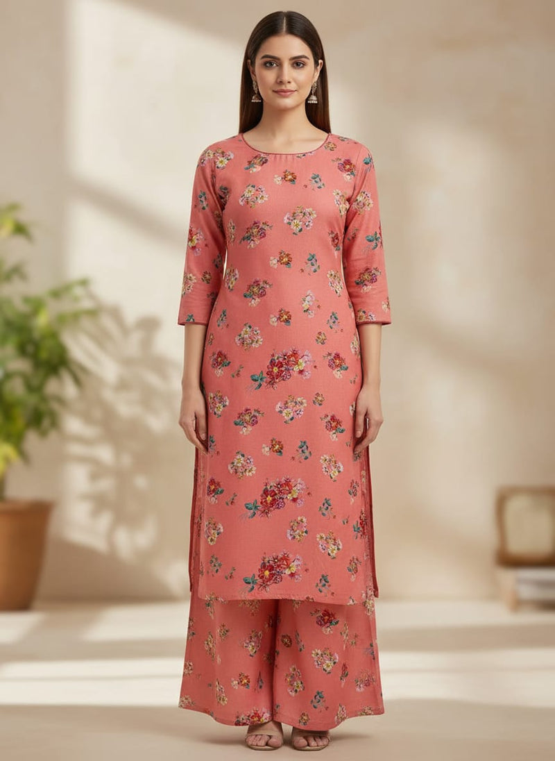 Pink Ditsy Floral Bouquets Rayon Digital Printed Fabric