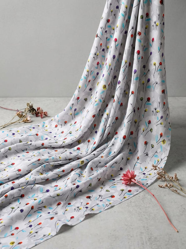 Multicolor Ditsy Colorful Floral Buds Rayon Digital Printed Fabric - Fabric Editorial Studio Flatlay Lookbook - RA-0-TA08798-110