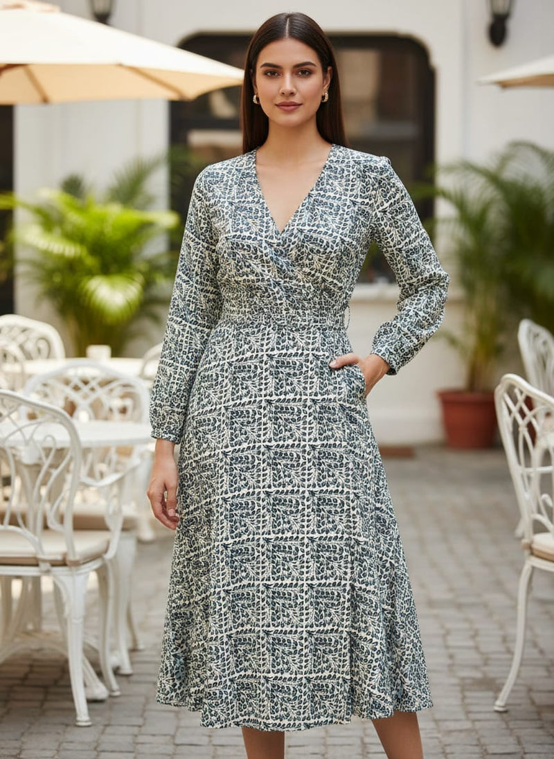 Morpich Block Digital Printed Fabric  - Rayon