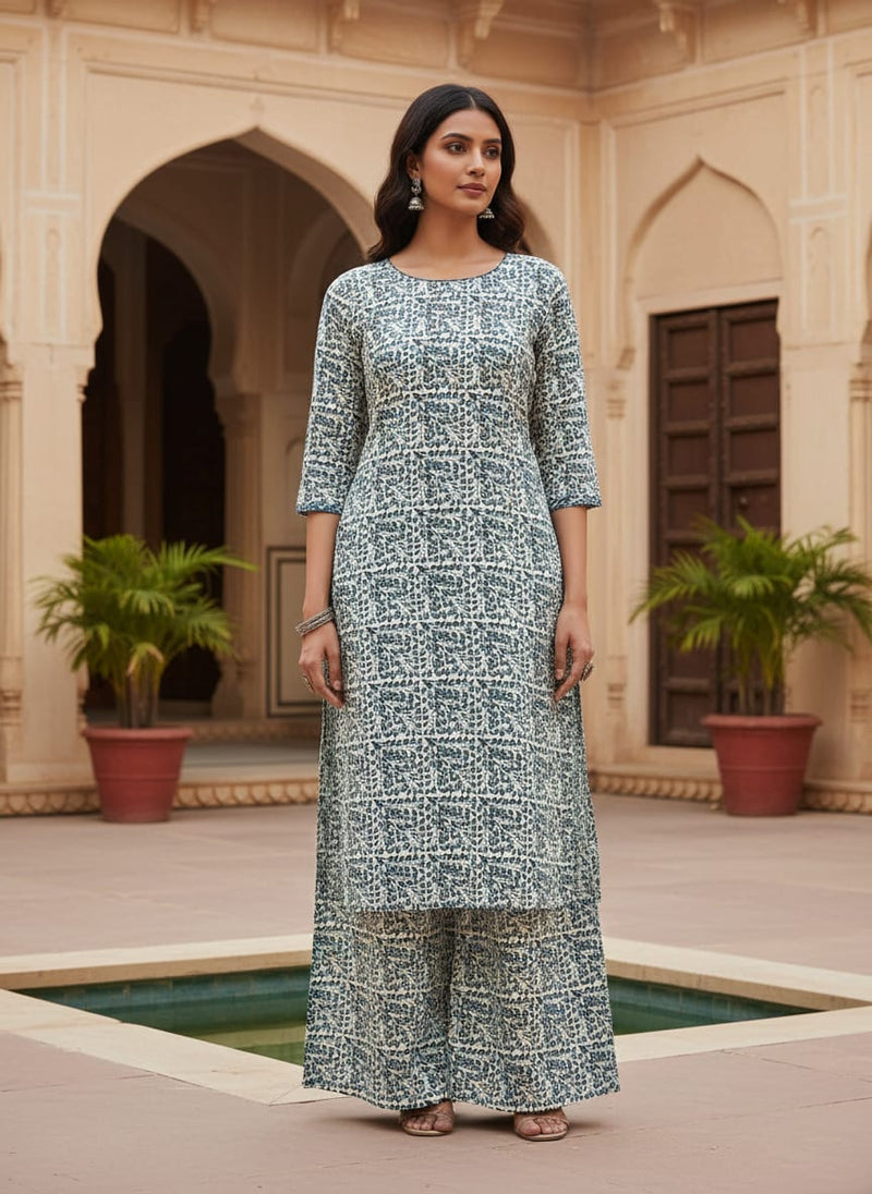 Morpich Block Digital Printed Fabric  - Rayon
