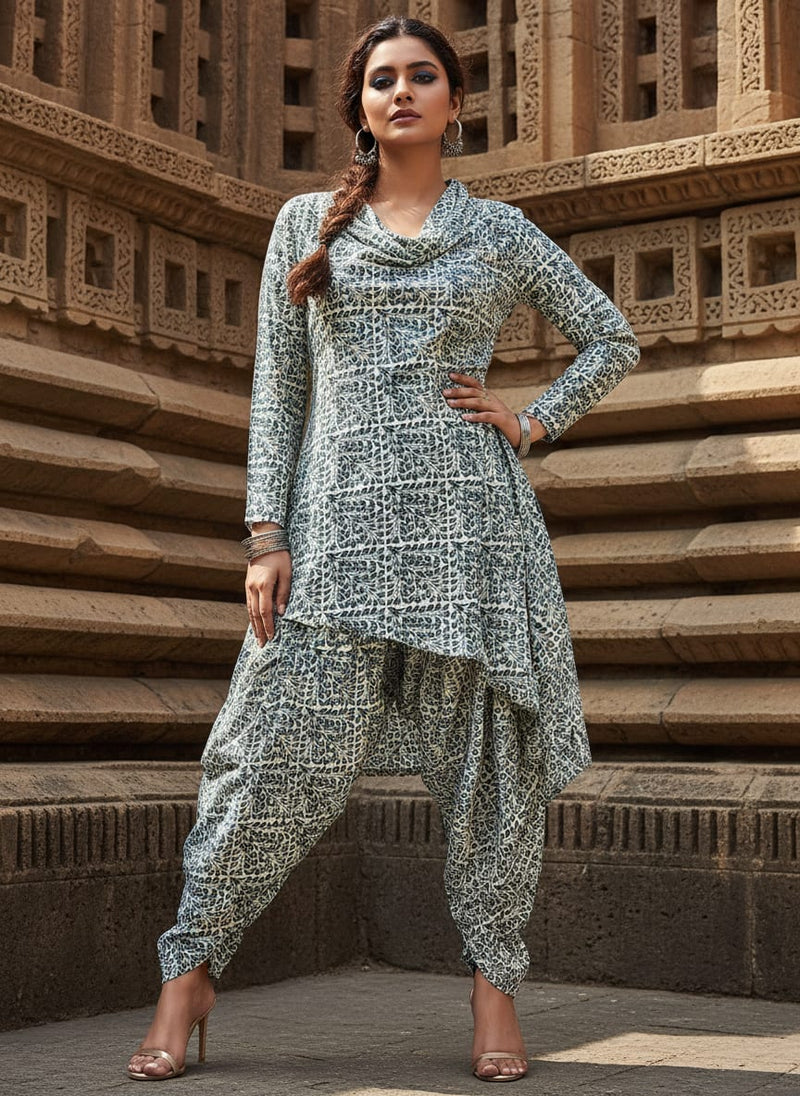 Morpich Block Digital Printed Fabric  - Rayon