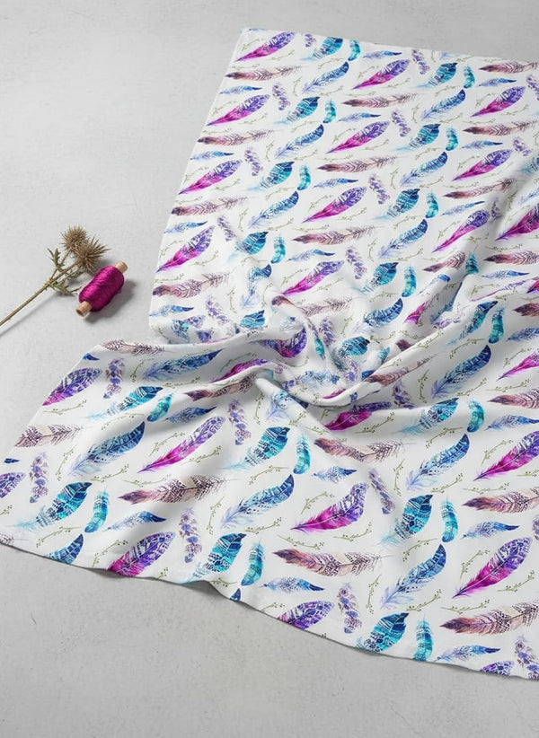 Feathers Digital Printed Fabric - Fabric Editorial Studio Flatlay Lookbook - RA-0-TA01149-110