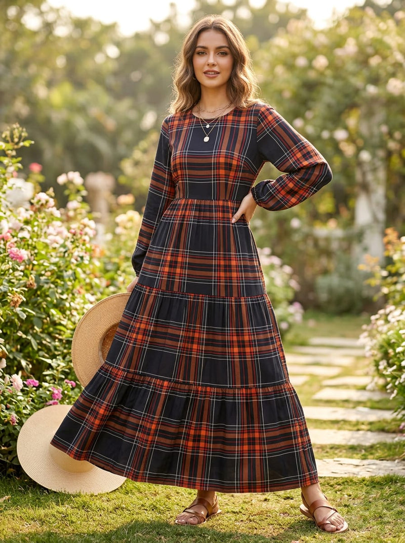 Multicolor Classic Tartan Plaid Checkered Rayon Digital Printed Fabric