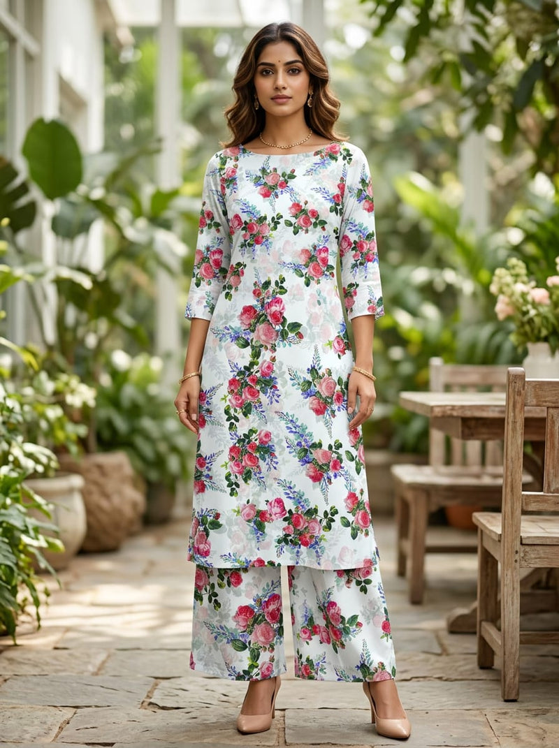 Multicolor Watercolor Rose Bouquet Rayon Digital Printed Fabric