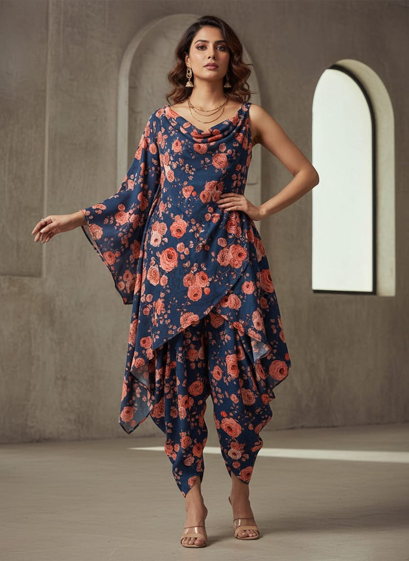 Redish Floral Repeat Digital Printed Fabric - Rayon