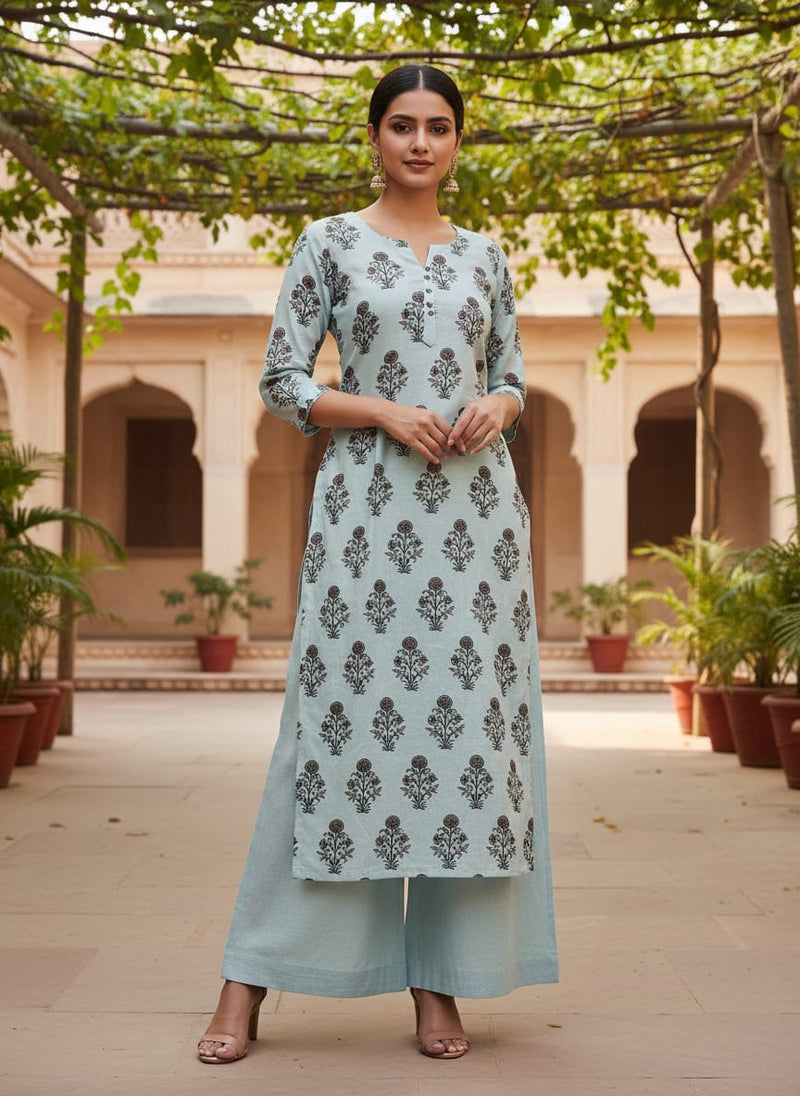 Seamless Indian Mughal Motif Flower Digital Printed Fabric - Rayon