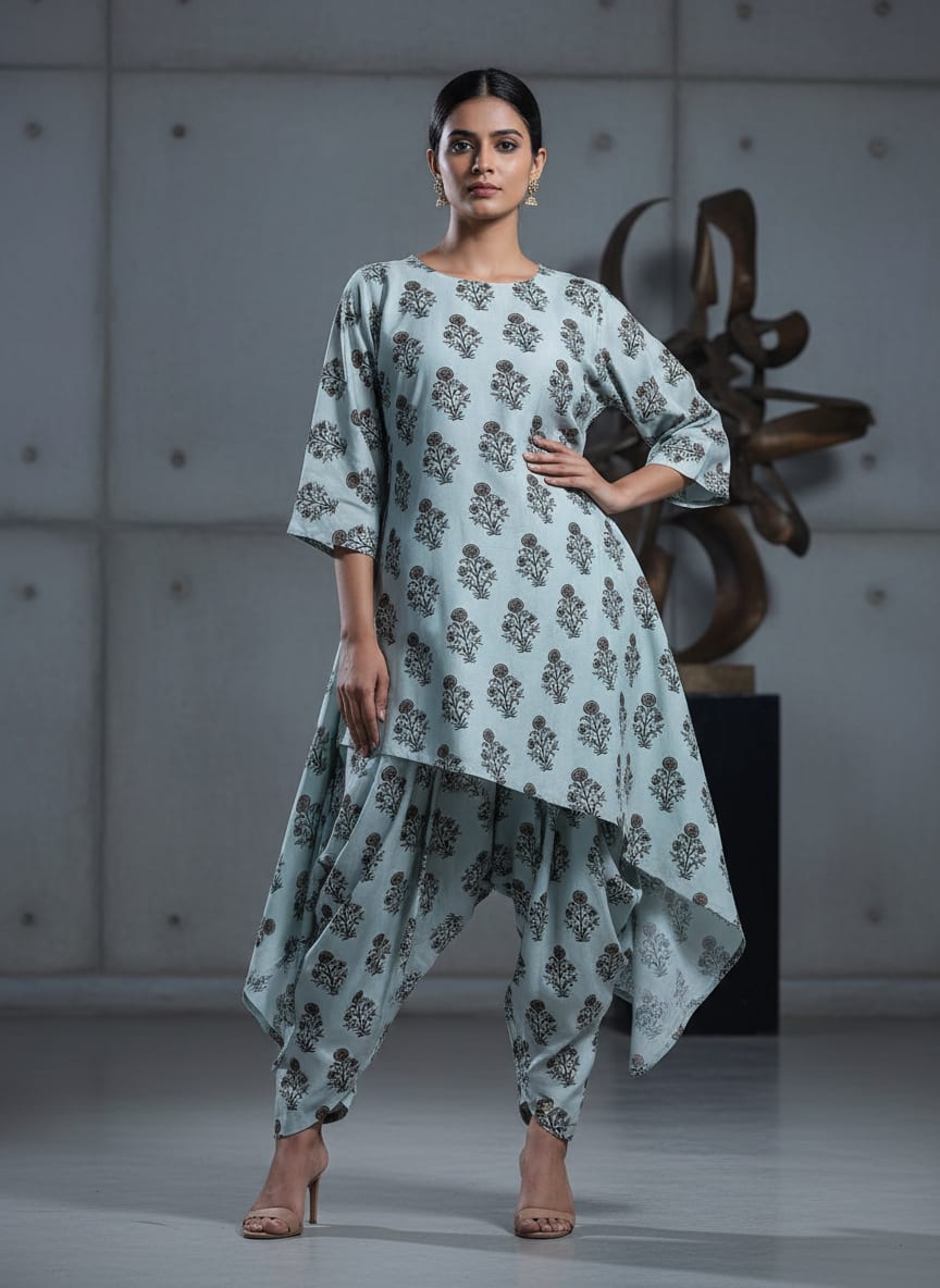 Seamless Indian Mughal Motif Flower Digital Printed Fabric - Rayon