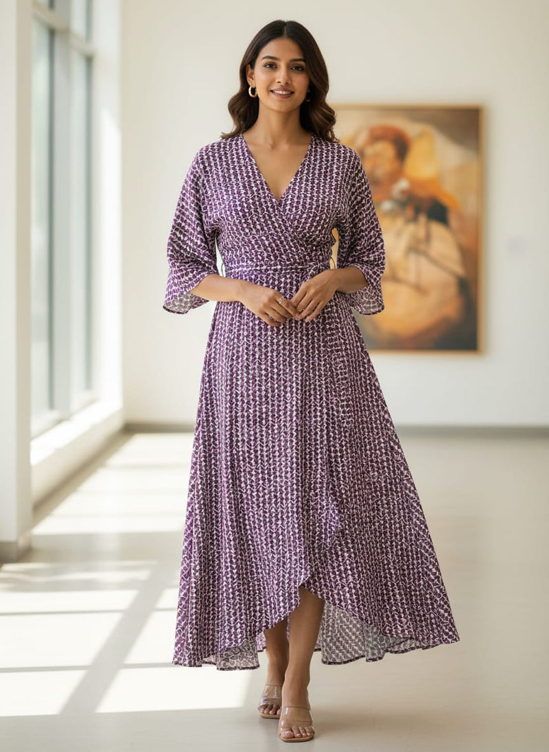 Seamless Link Abstract With Old Lavender Digital Printed Fabric - Rayon