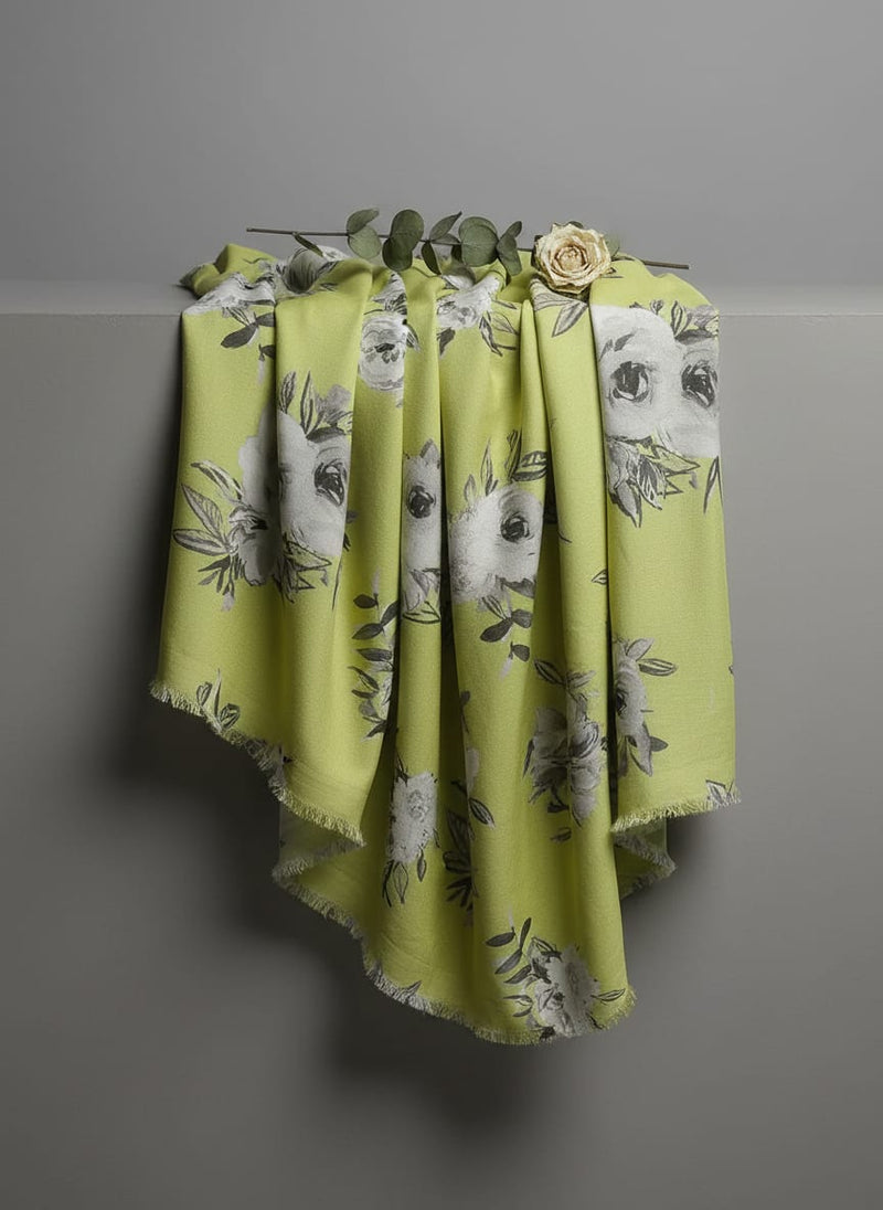 Vintage Art Of Flower Digital Printed Fabric - Rayon