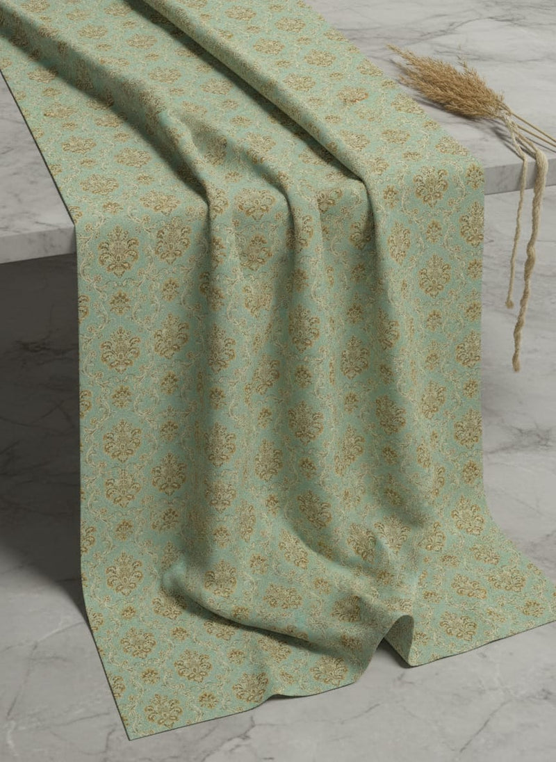 Beautiful Golden Fleur De Lis Pattern Digital Printed Fabric - Kora Silk
