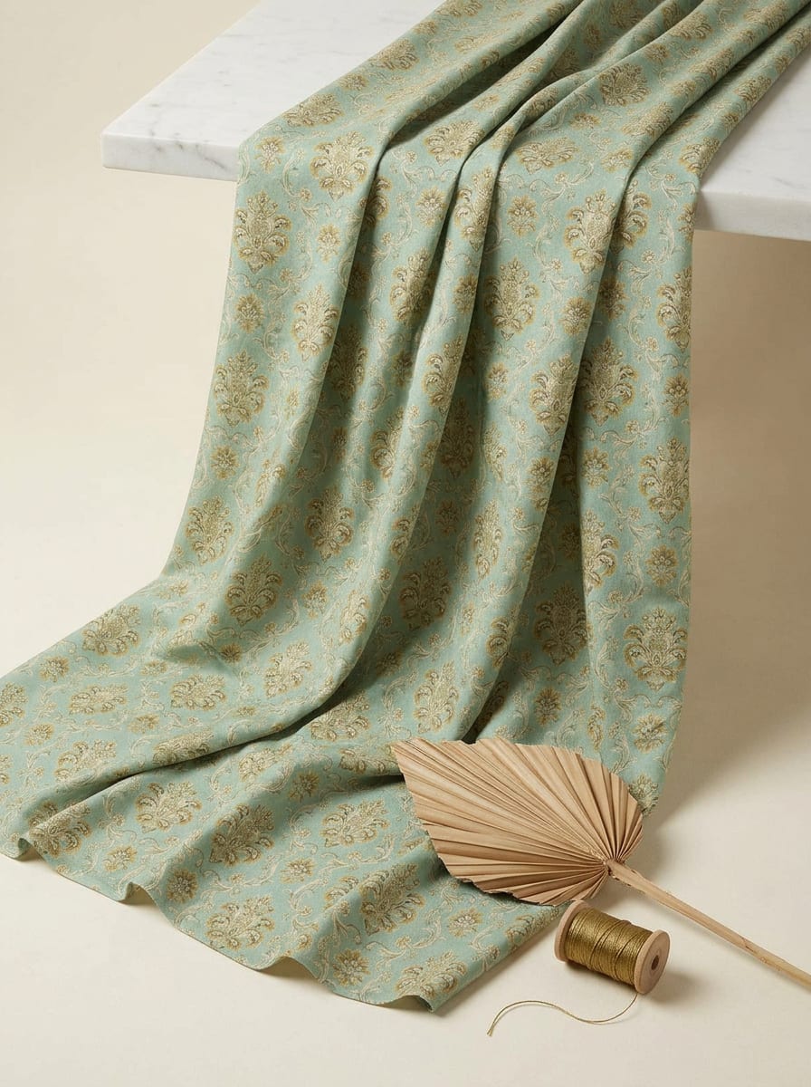 A timeless damask print that whispers tales of heirloom elegance and quiet grandeur.
