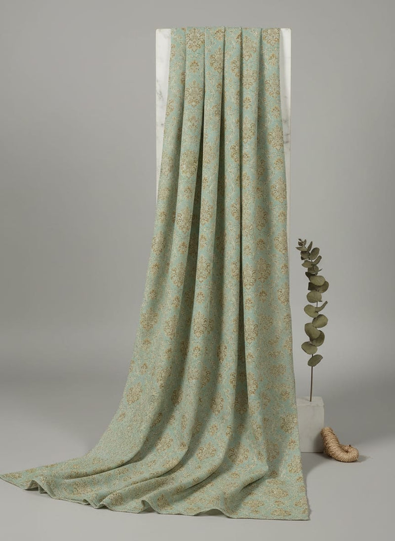 Beautiful Golden Fleur De Lis Pattern Digital Printed Fabric - Pure Georgette