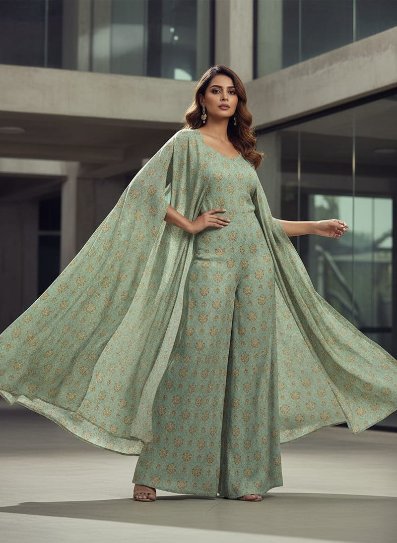 Beautiful Golden Fleur De Lis Pattern Digital Printed Fabric - Pure Georgette