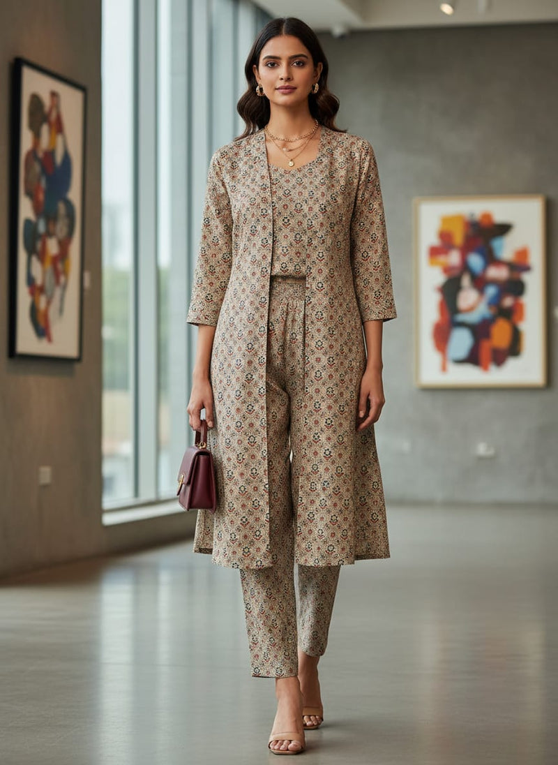Smile Sunflower With Tiny Doted Digital Printed Fabric - Kora Silk
