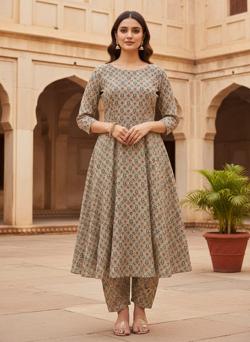 Smile Sunflower With Tiny Doted Digital Printed Fabric - Kora Silk