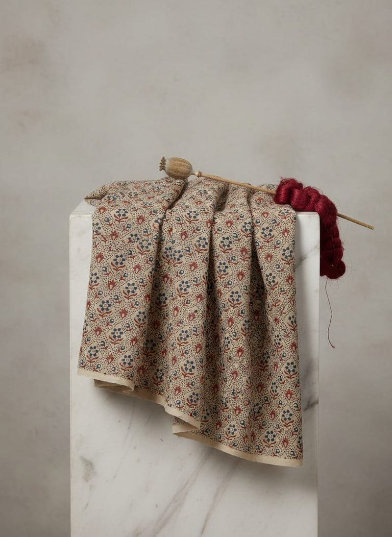 Smile Sunflower With Tiny Doted Digital Printed Fabric - Rayon