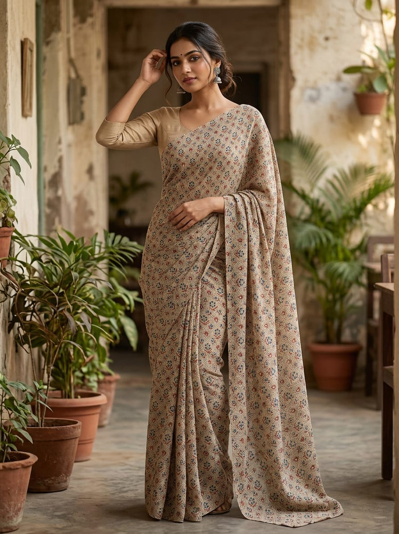 Multicolor Ethnic Buti Floral Motif Rayon Digital Printed Fabric