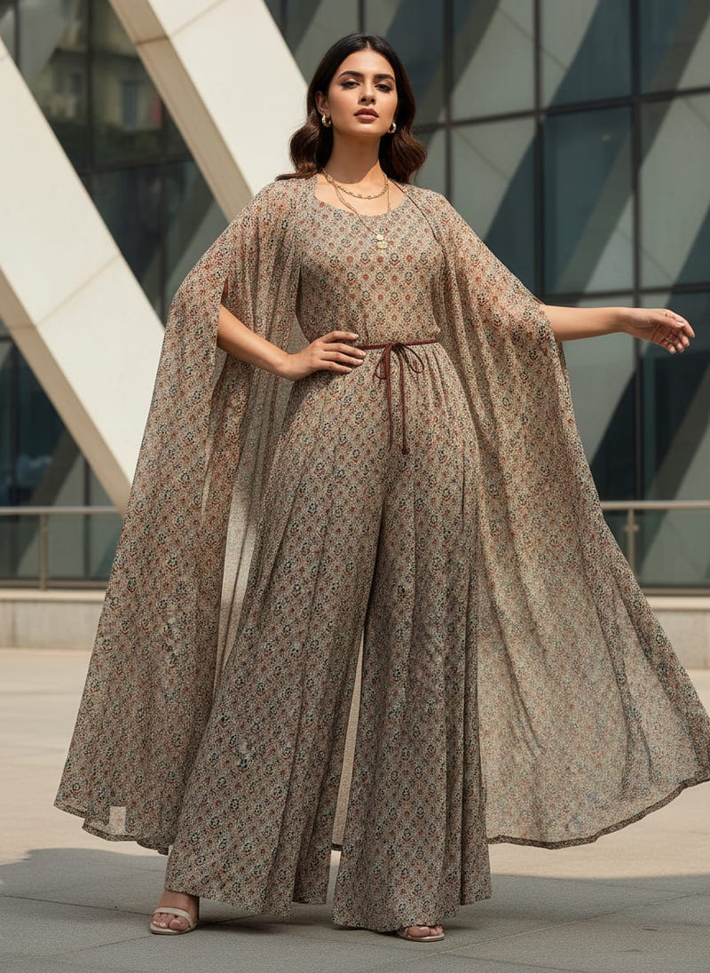 Smile Sunflower With Tiny Doted Digital Printed Fabric - Pure Georgette