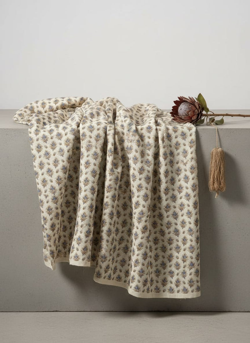 Golden Leaves With Decorative Pattern Digital Printed Fabric - Cotton