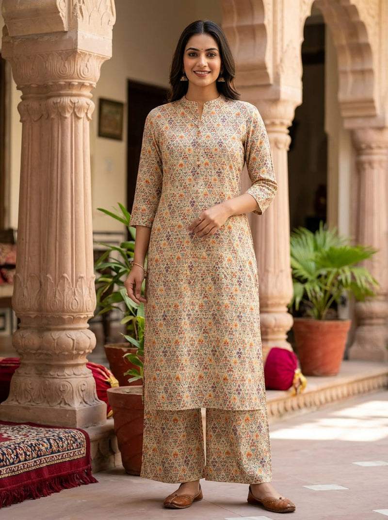 Multicolor Small Floral Geometric Jaal Rayon Digital Printed Fabric