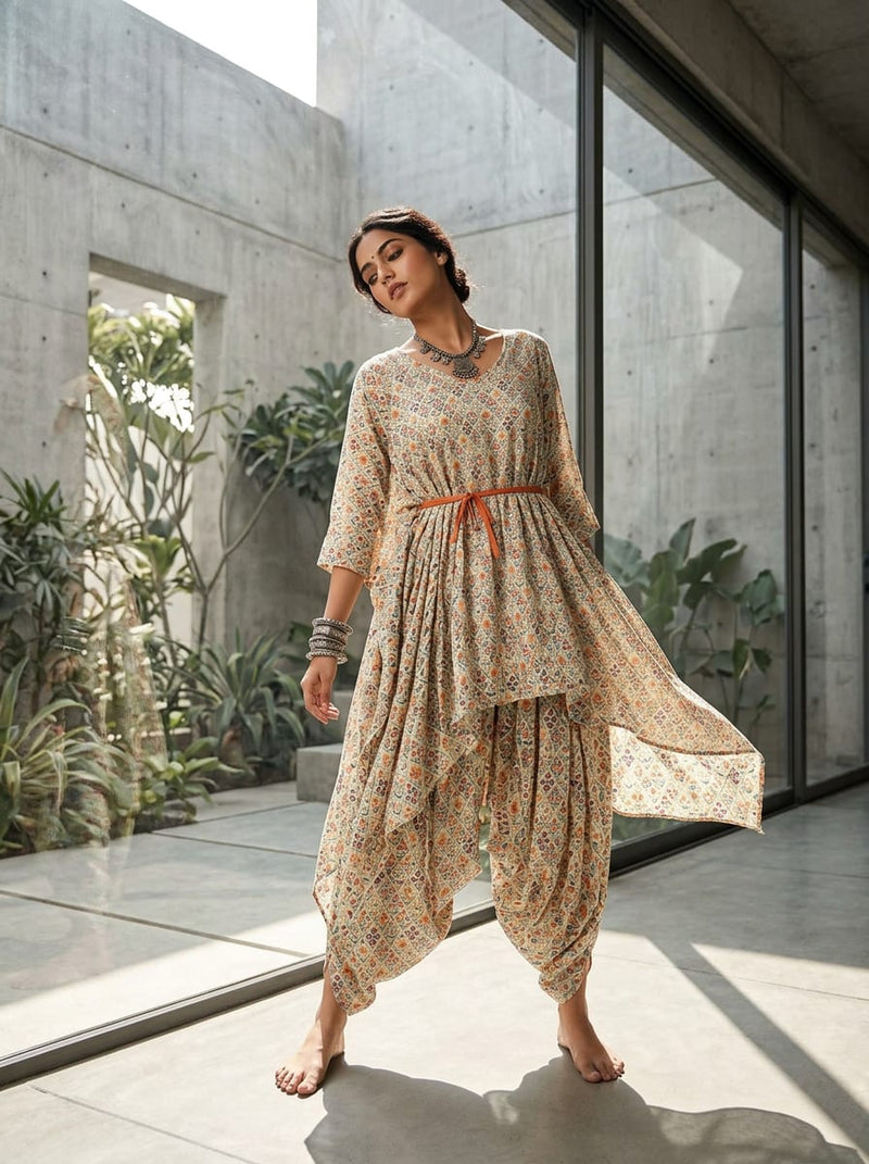 Multicolor Ethnic Floral Jaal Pure Cotton Digital Printed Fabric