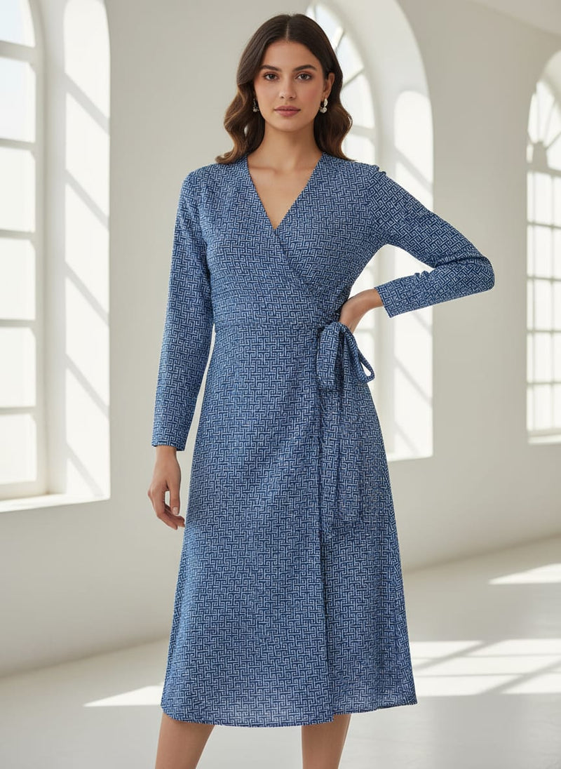 Seamless Abstract Repeat With Eagle Colour Digital Printed Fabric - Pure Georgette