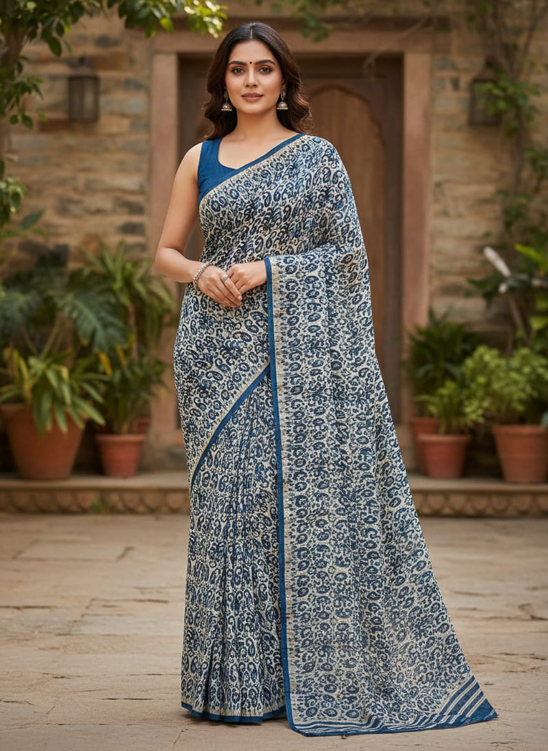 Decorative Paisley Seamless Repeat Digital Printed Fabric - Pure Georgette