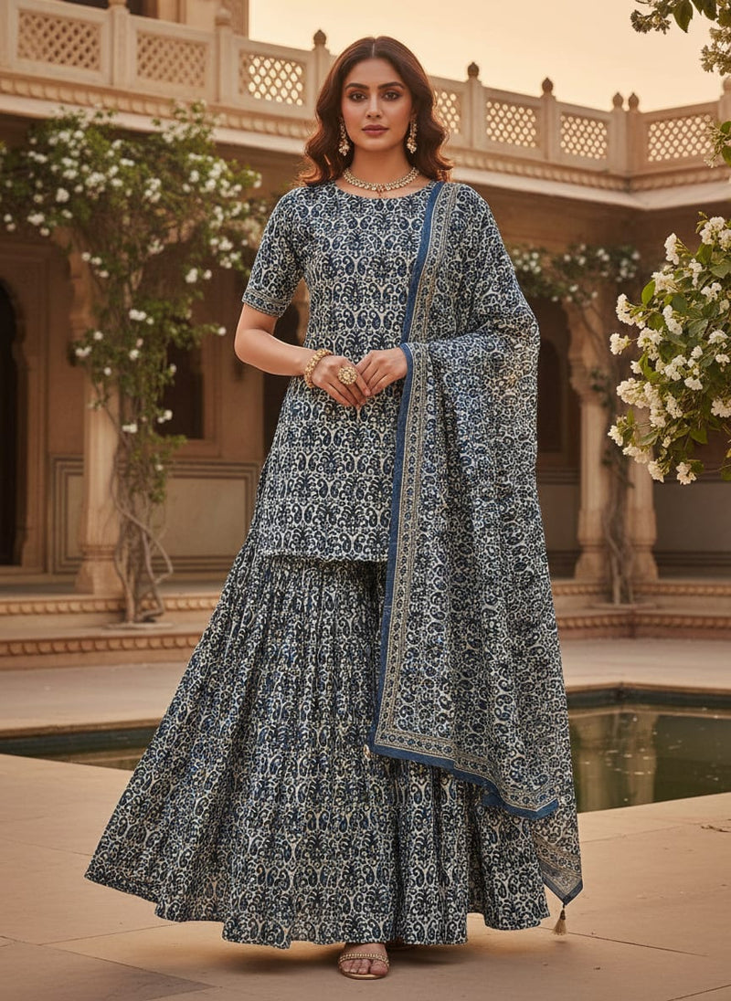 Decorative Paisley Seamless Repeat Digital Printed Fabric - Pure Georgette