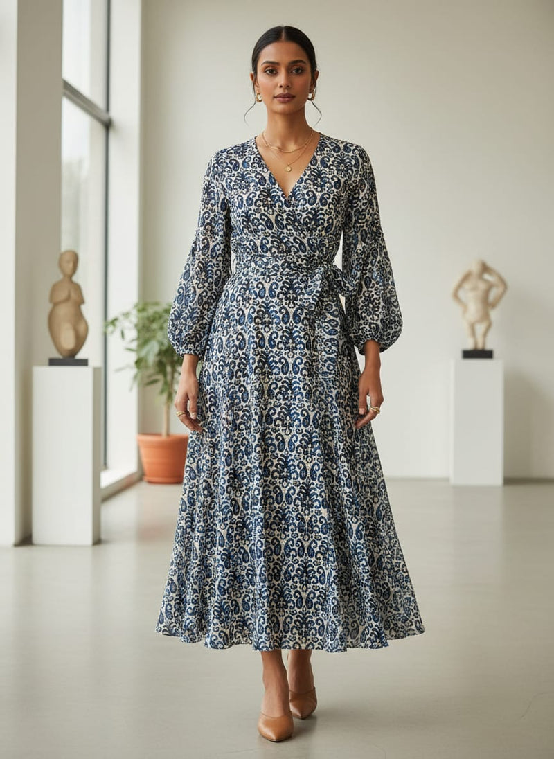 Decorative Paisley Seamless Repeat Digital Printed Fabric - Pure Georgette