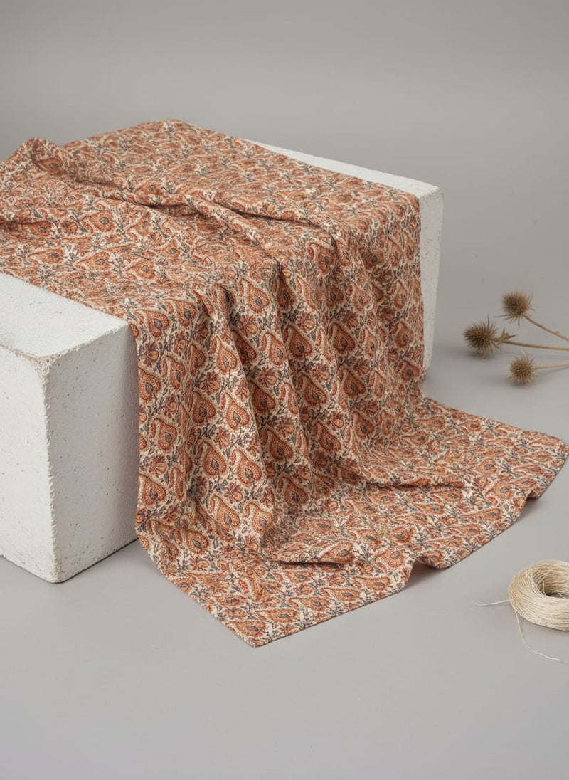 Beautiful Birch Leaves With Golden Flower Digital Printed Fabric - Weightless