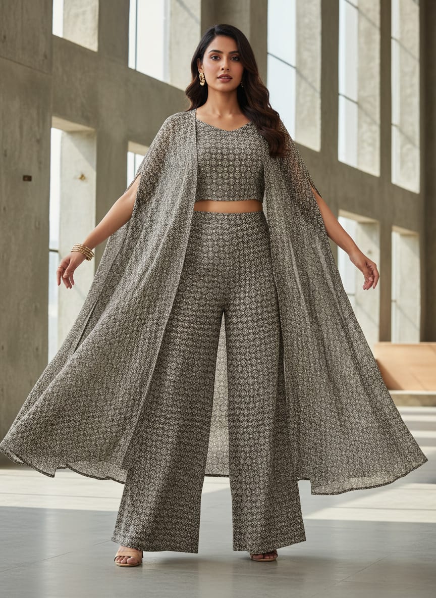 Unique Seamless Repeat With Kabul Colour Digital Printed Fabric - Pure Chinon