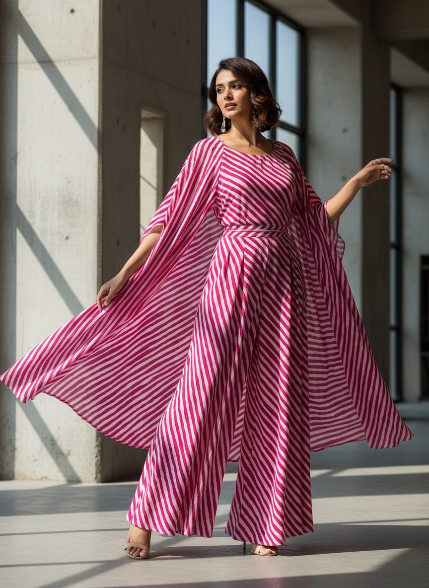 Multi Roman Strips Digital Printed Fabric - Weightless