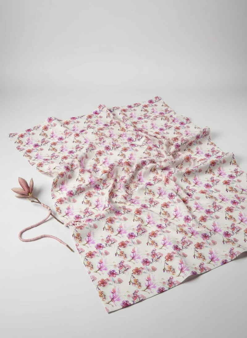 Pink Watercolour Cherry Blossom Floral Japan Satin Digital Printed Fabric