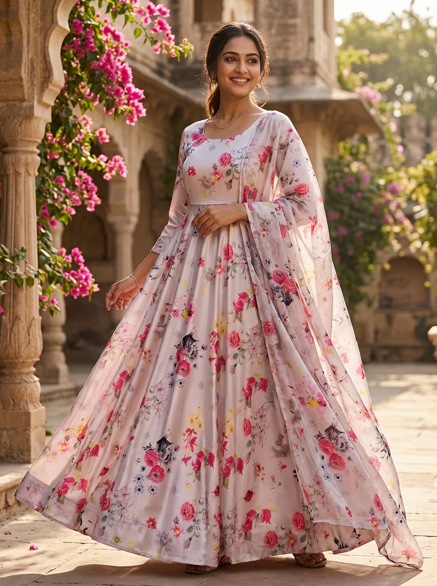 A Garden Painted onto Woven Satin