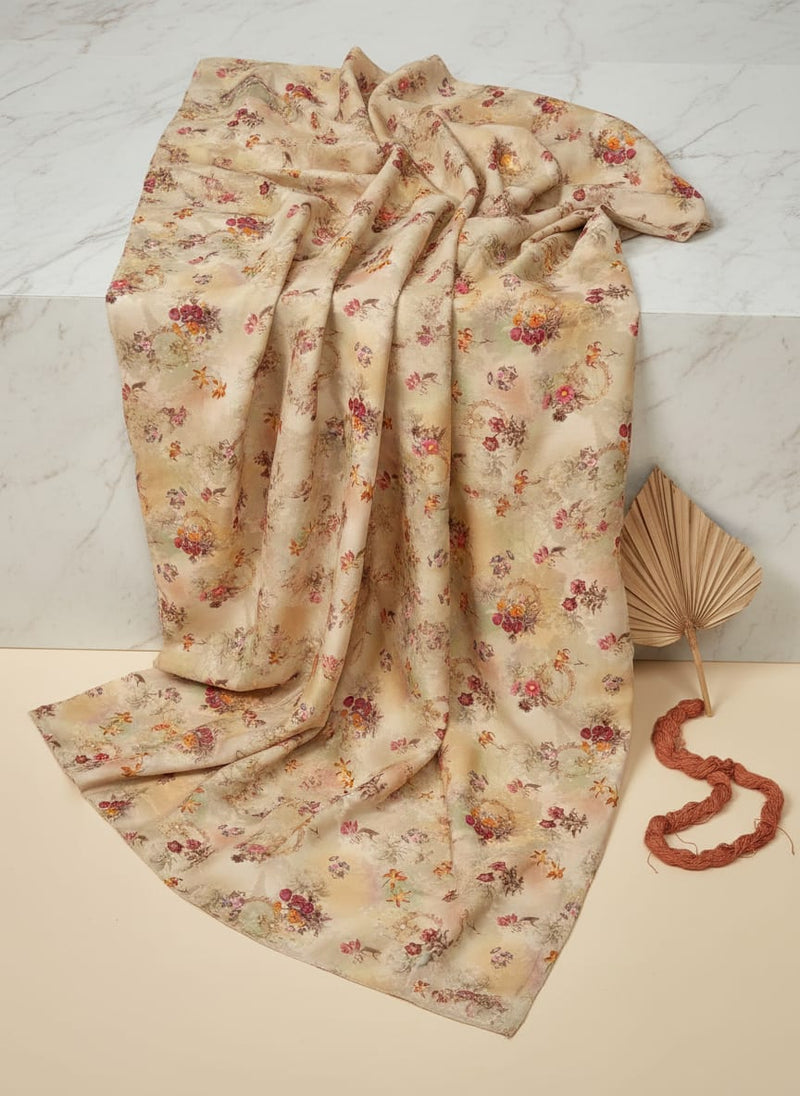 Vintage Seamles Spoted Floral Digital Printed Fabric - Japan Satin