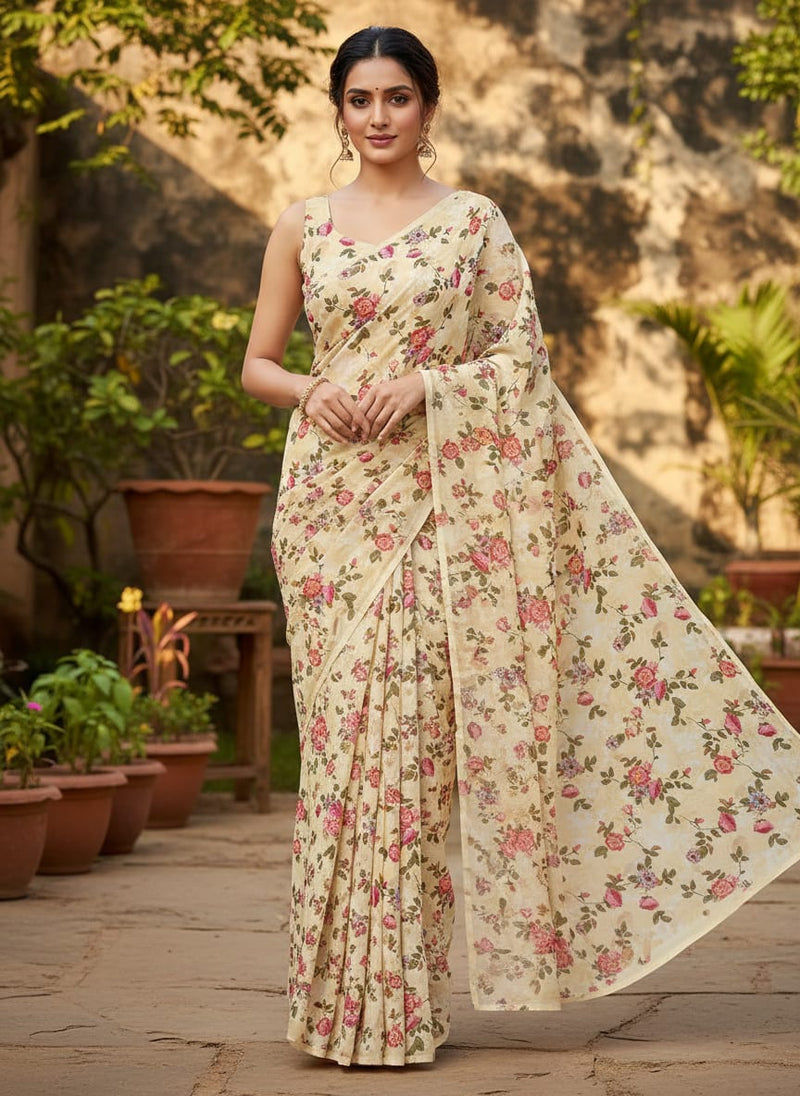 Classic Poppy Flower Digital Printed Fabric - Weightless