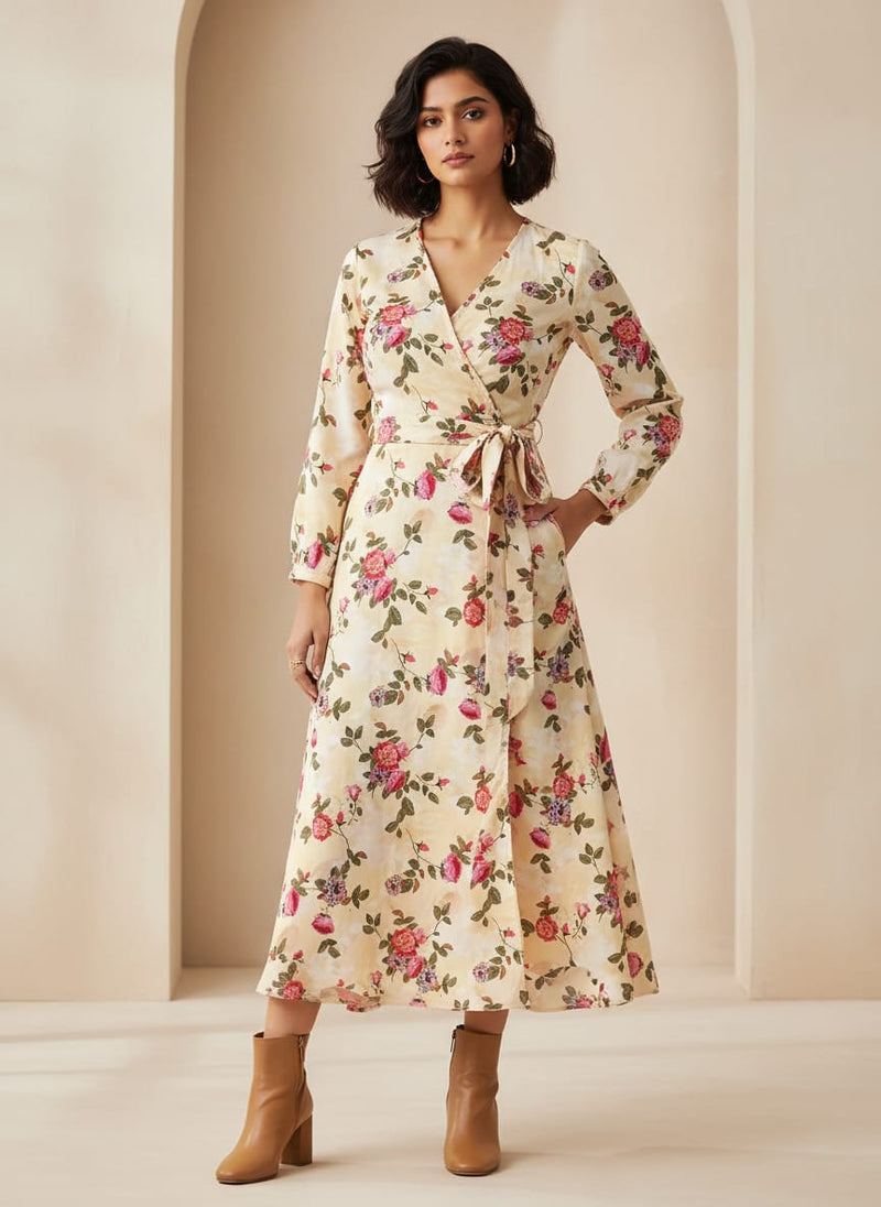 Classic Poppy Flower Digital Printed Fabric - Silk Crepe