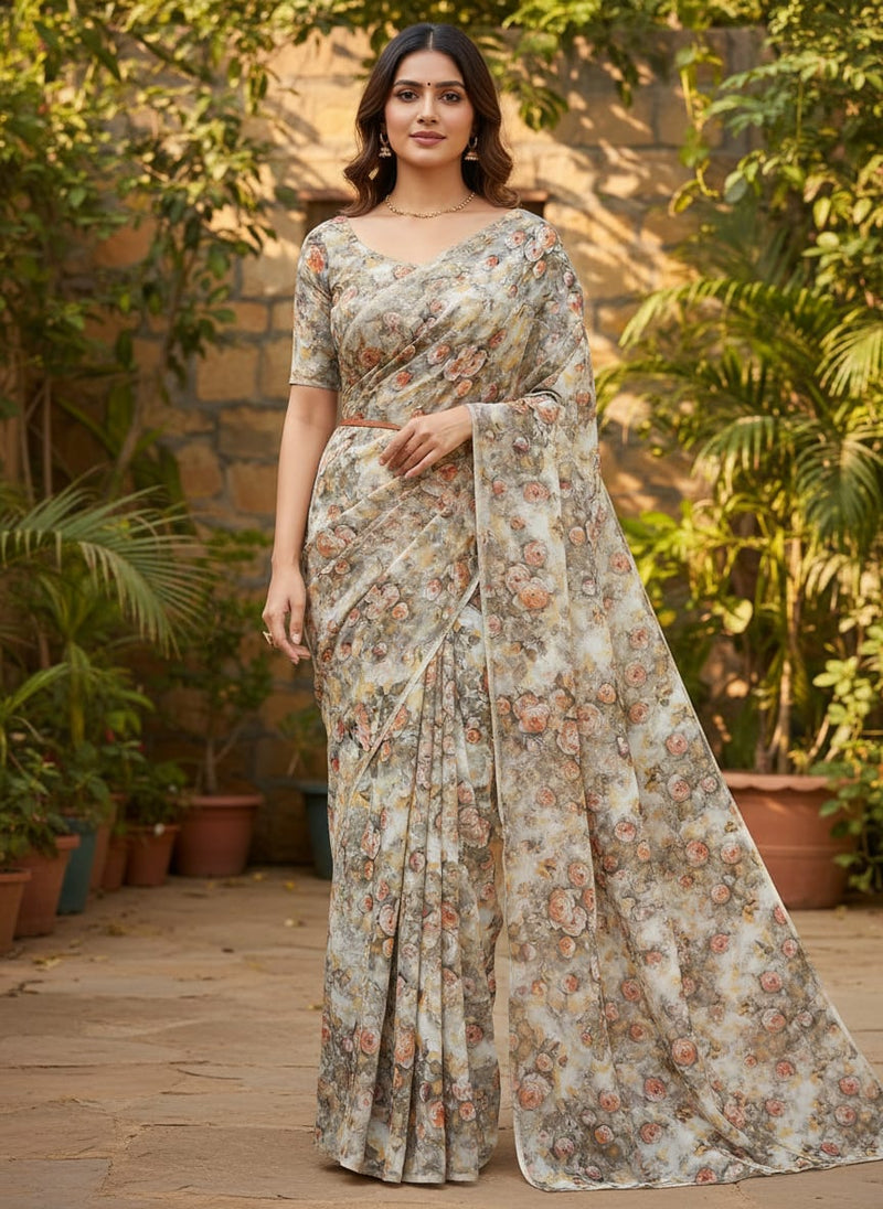 Watercolour Morden Colour Roses Digital Printed Fabric - Silk Crepe