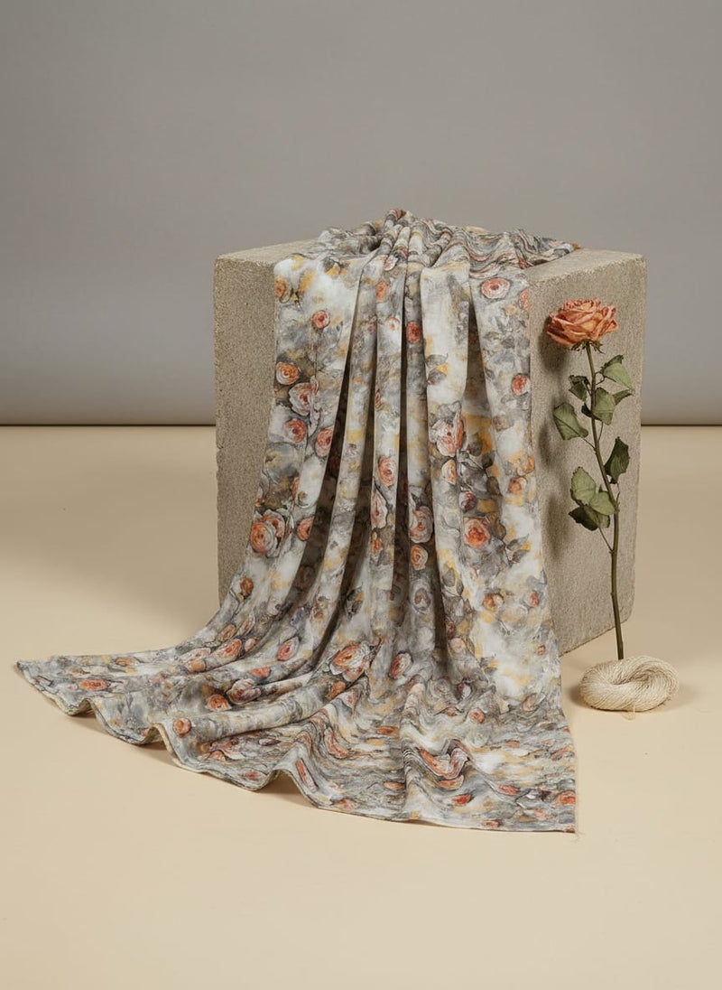 Watercolour Morden Colour Roses Digital Printed Fabric - Cotton