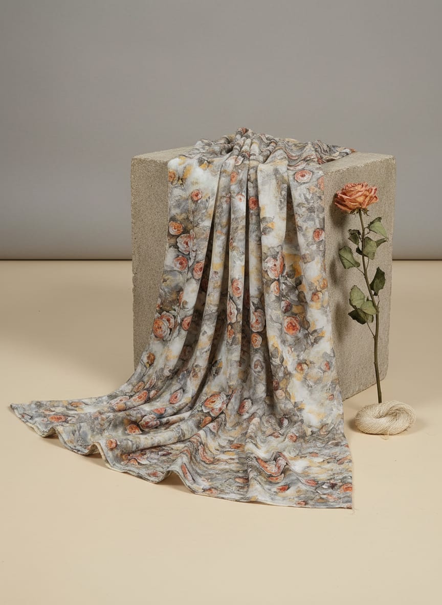 Watercolour Morden Colour Roses Digital Printed Fabric - Cotton