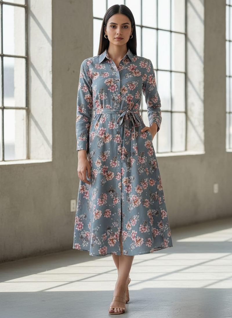 Decorative Tiny Chintz With Lily Digital Printed Fabric - Cotton