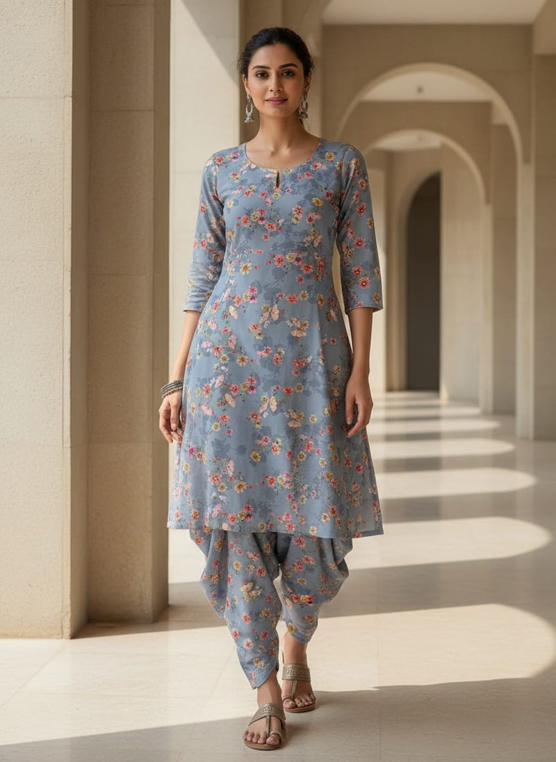 Colour Full Daisy With Spotted Background Digital Printed Fabric - Cotton